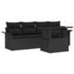 vidaXL Ensemble de canapé de jardin 5 pièces coussins noirs en poly rattan