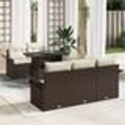 vidaXL Ensemble de canapés de jardin 6 pièces avec coussins marron en rotin synthétique