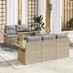 vidaXL Ensemble de canapé de jardin 6 pièces avec coussins beiges en polyrotin