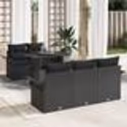 vidaXL Ensemble de canapés de jardin en 6 pièces avec coussins en poly rotin noir.