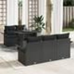 vidaXL Ensemble de canapés de jardin en 6 pièces avec coussins en poly rotin noir.
