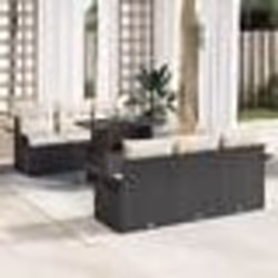 vidaXL Canapé de jardin 7 pièces avec coussins en poly rattan noir