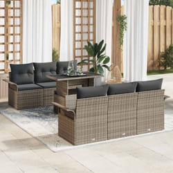 vidaXL Canapé de jardin 7 pièces avec des coussins en polyrotin gris