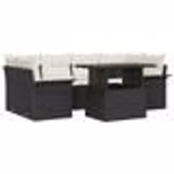 vidaXL Ensemble Canapé de Jardin 7 Pièces avec Coussins Noirs en Rattan Synthétique
