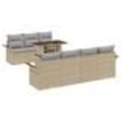 vidaXL Canapé de jardin 8 pièces avec coussins beiges en poly rotin