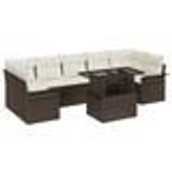 vidaXL 8 pièces de canapé de jardin avec coussins en poly rattan marron