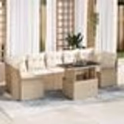 vidaXL Ensemble de jardin 8 pièces avec coussins beiges en poly rotin
