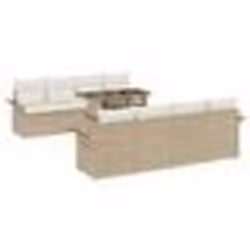 vidaxl Canapé de jardin 9 pièces, coussins beige en poly rotin