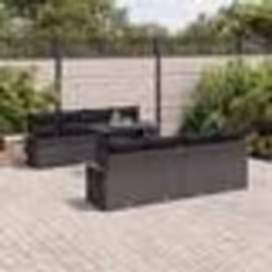 vidaXL Set de canapé de jardin 9 pièces en polyrotin noir