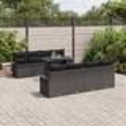 vidaXL Set de canapé de jardin 9 pièces en polyrotin noir