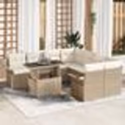 vidaXL Ensemble de jardin 9 pièces avec coussins beige en rotin synthétique