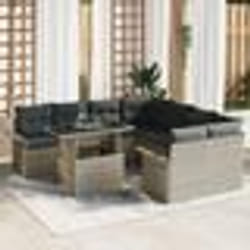 vidaXL Ensemble de canapés de jardin 9 pièces avec coussins gris clair en poly rotin