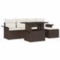 vidaXL salon de jardin 6 pièces avec coussins en rotin synthétique marron