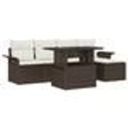 vidaXL salon de jardin 6 pièces avec coussins en rotin synthétique marron
