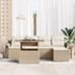 vidaXL Ensemble de canapé de jardin 6 pièces avec coussins beige en poly rattan