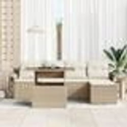vidaXL Ensemble de canapé de jardin 6 pièces avec coussins beige en poly rattan