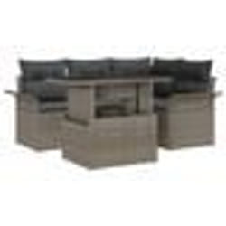vidaXL Canapé de Jardin de 5 pièces avec Coussins Gris en Poly Rattan