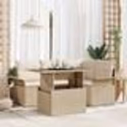 vidaXL Ensemble de canapé de jardin 5 pièces avec coussins Beige Rattan en polyéthylène