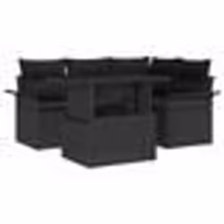 vidaXL Ensemble de 5 Pièces de Canapés de Jardin avec Coussins en Rattan Noir Poly
