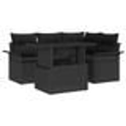 vidaXL Ensemble de 5 Pièces de Canapés de Jardin avec Coussins en Rattan Noir Poly