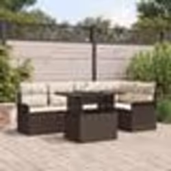 vidaXL Ensemble de canapés de jardin 6 pièces en poly rotin marron avec coussins