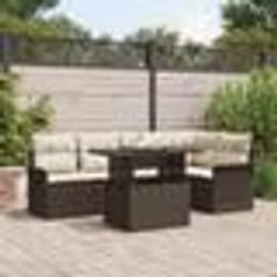 vidaXL Ensemble de canapés de jardin 6 pièces en poly rotin marron avec coussins