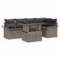 vidaXL Ensemble de Canapé de Jardin 6 Pièces avec Coussins Gris en Poly Rattan