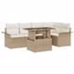 vidaXL Ensemble de canapés de jardin 6 pièces avec coussins beige en résine tressée
