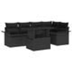 vidaXL Ensemble de canapé de jardin 6 pièces en poly rotin noir