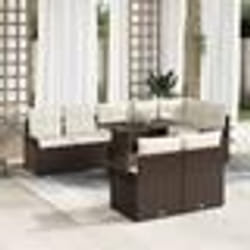 vidaXL Ensemble de Canapé de Jardin 9 Pièces avec Coussins Marron Poly Rattan