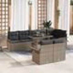vidaXL Ensemble de canapé de jardin 9 pièces avec coussins gris en poly rotin