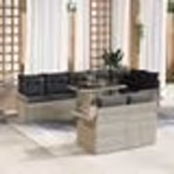 vidaXL Ensemble de Canapés de Jardin 9 Pièces avec Coussins Gris Clair Rattan