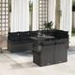vidaXL Ensemble de Canapés de Jardin 9 Pièces avec Coussins Noir Poly Rattan