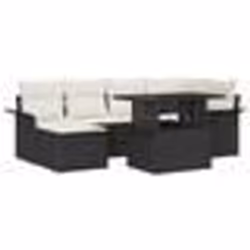 vidaXL Ensemble de Canapés de Jardin 7 Pièces avec Coussin Noir Poly Rattan