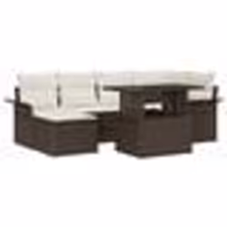 vidaXL Ensemble de canapé de jardin de 7 pièces avec coussins en poly rotin marron