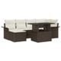 vidaXL Ensemble de canapé de jardin de 7 pièces avec coussins en poly rotin marron