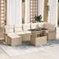 vidaXL Ensemble de canapé de jardin 8 pièces avec coussins Beige en poly rotin