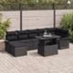 vidaXL Ensemble de canapé de jardin 8 pièces avec coussins Noir Poly Rattan
