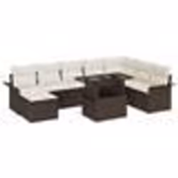 vidaXL Ensemble de canapé de jardin 9 pièces avec coussins Marron Rattan synthétique
