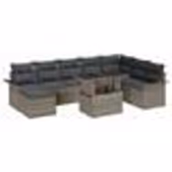 vidaXL Ensemble de canapé de jardin 9 pièces avec coussins gris en poly rattan
