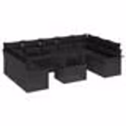 vidaXL Ensemble de Canapés de Jardin 10 Pièces avec Coussins Rattan Poly Noir