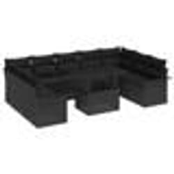 vidaXL Ensemble de Canapés de Jardin 10 Pièces avec Coussins Rattan Poly Noir