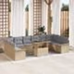 vidaXL Ensemble de canapé de jardin 11 pièces avec coussins beige en poly rattan