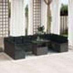 vidaXL Ensemble de canapé de jardin 11 pièces avec coussins noirs en poly rattan