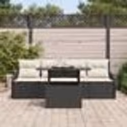 Ensemble de Canapé de Jardin de 5 Pièces avec Coussins Noir Rattan Synthétique