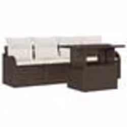 Ensemble de 5 Pièces de Canapé de Jardin avec Coussins Marron Rattan Poly