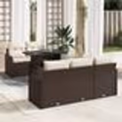 Canapé de jardin 6 pièces avec coussins en poly rotin marron