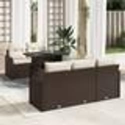 Canapé de jardin 6 pièces avec coussins en poly rotin marron