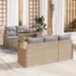 Ensemble de Canapés de Jardin 6 Pièces avec Coussins Rattan Poly Beige