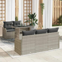 vidaXL Ensemble de canapé de jardin 6 pcs Gris clair Poly rotin